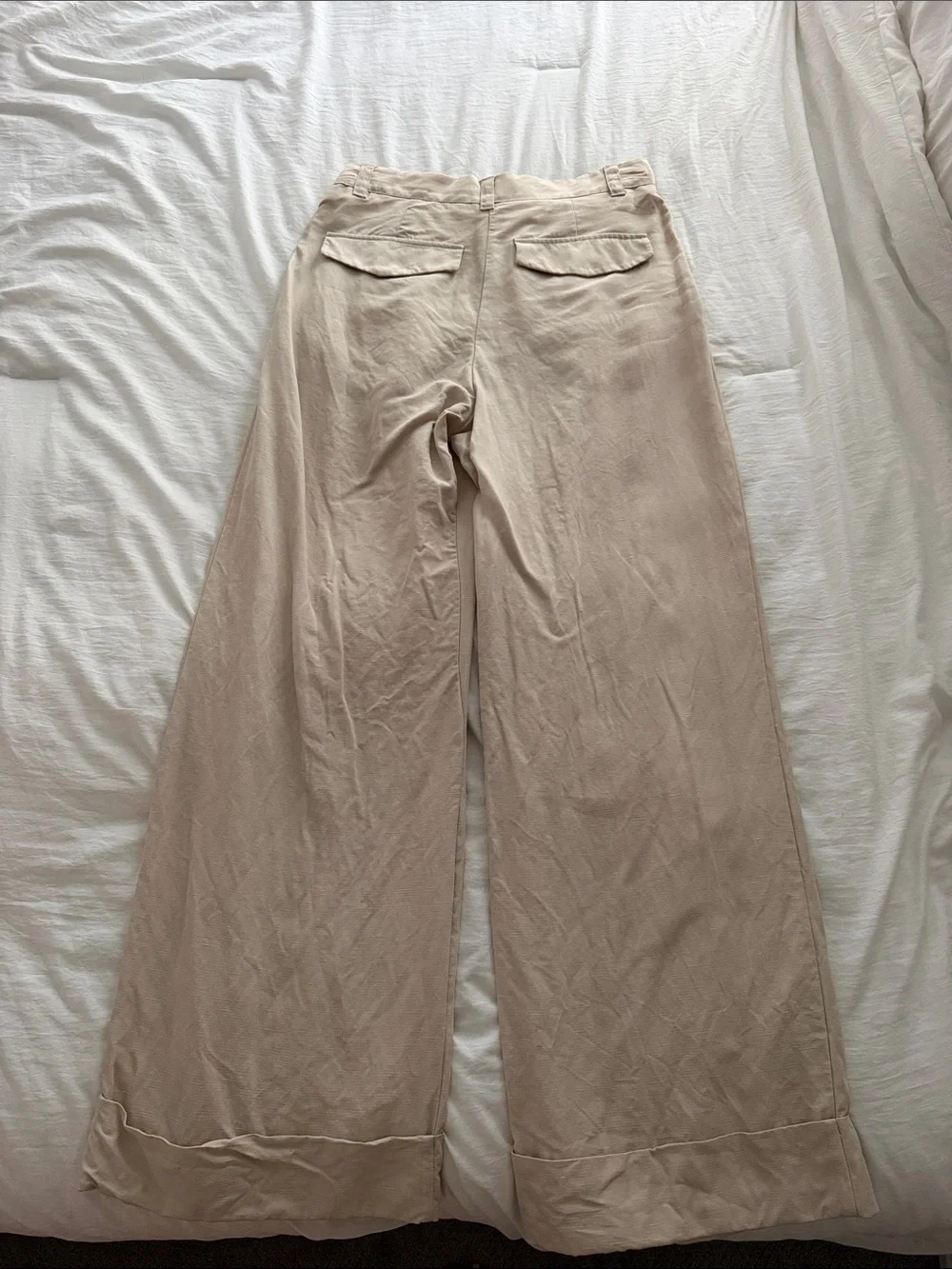 Beige Wide-Leg Women’s Trousers